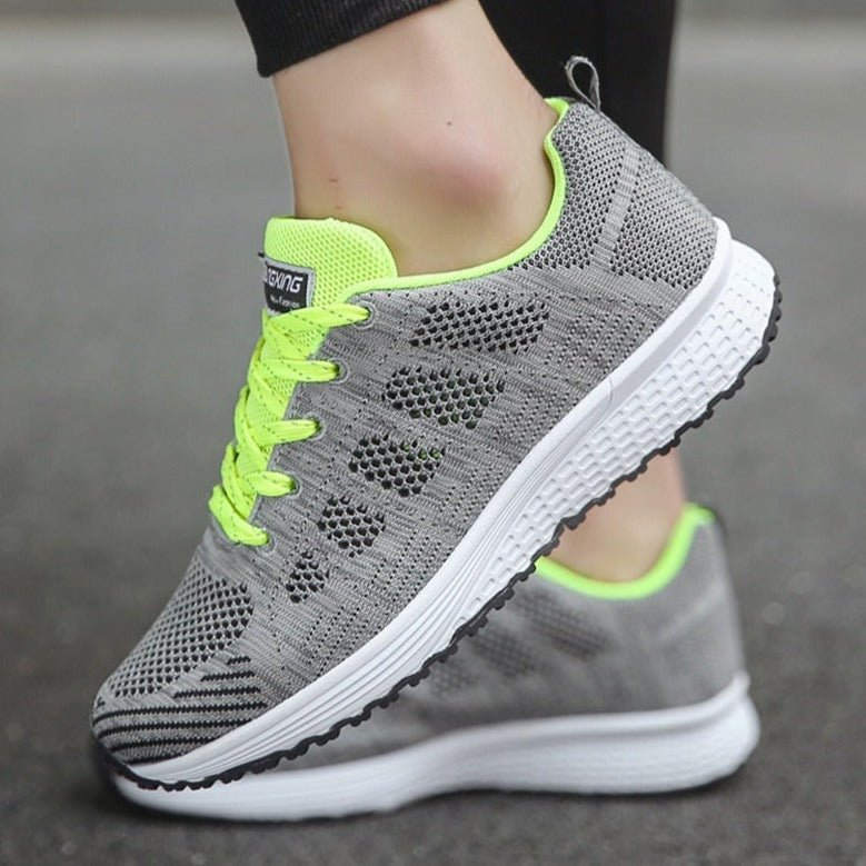 Women's sneakers featuring arch support and breathable mesh, designed for comfort and optimal airflow, ideal walking shoes for women with a wide toe box. 8