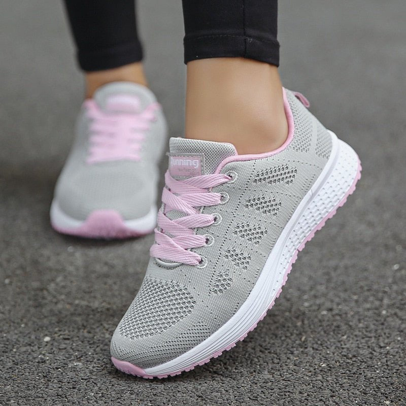 Women's sneakers featuring arch support and breathable mesh, designed for comfort and optimal airflow, ideal walking shoes for women with a wide toe box. 9