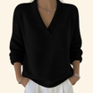 Women's V-Neck Long Sleeve Sweater in soft knit, featuring a relaxed fit ideal for versatile layering in any wardrobe. 3