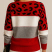 Women's soft knit sweater featuring a trendy color block design and stylish leopard print, perfect for casual everyday wear. 5