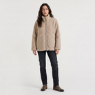 Women's Teddy Fleece Jacket in oversized fit with full-length zip and front pockets, perfect for cozy layering in colder weather. 2