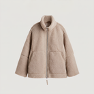 Women's Teddy Fleece Jacket in oversized fit with full-length zip and front pockets, perfect for cozy layering in colder weather. 5