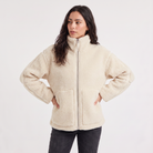 Women's Teddy Fleece Jacket in oversized fit with full-length zip and front pockets, perfect for cozy layering in colder weather. 8