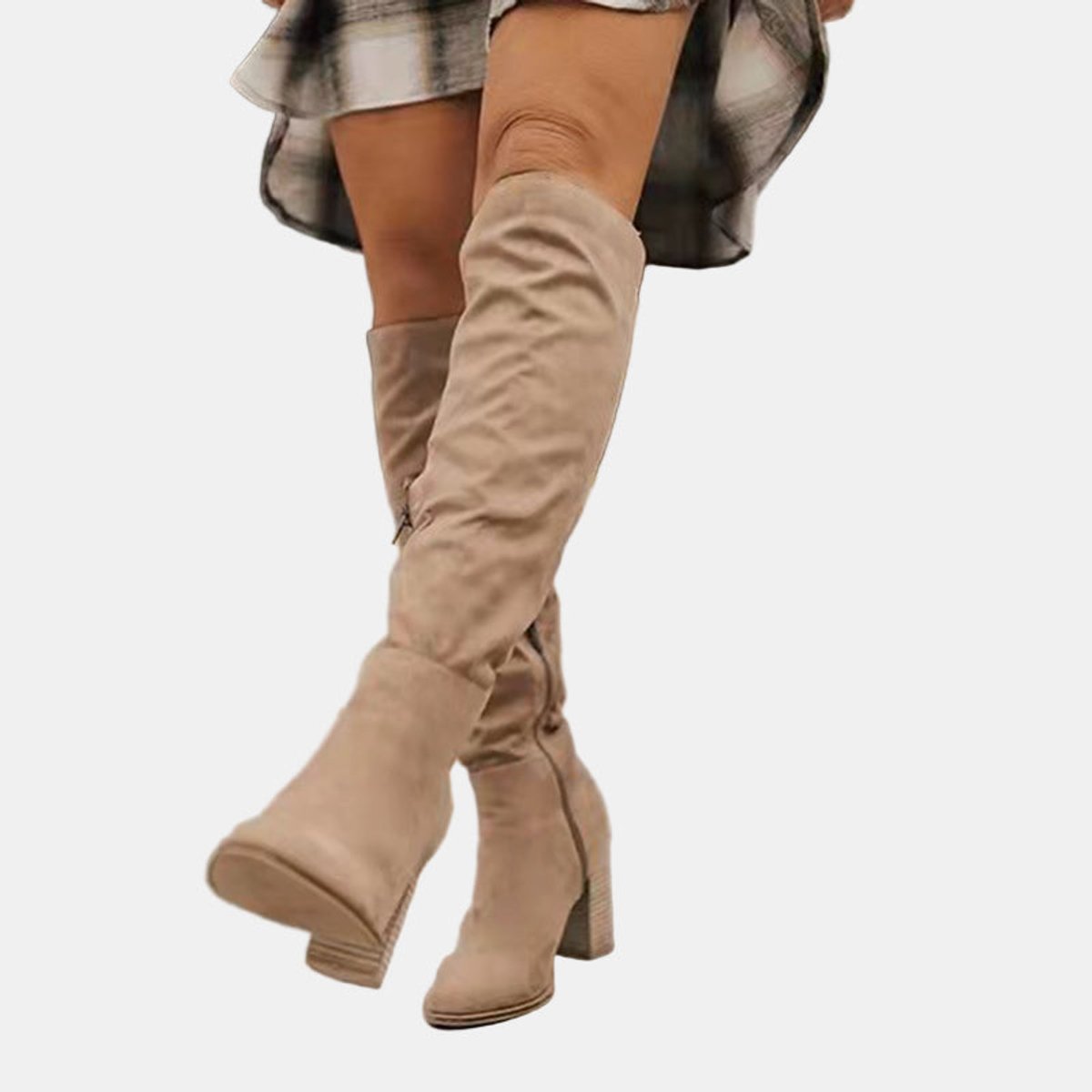 Women's thigh high boots featuring a cushioned insole and block heel, designed with a sleek over-the-knee silhouette for stylish comfort. 0