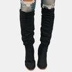 Women's thigh high boots featuring a cushioned insole and block heel, designed with a sleek over-the-knee silhouette for stylish comfort. 1