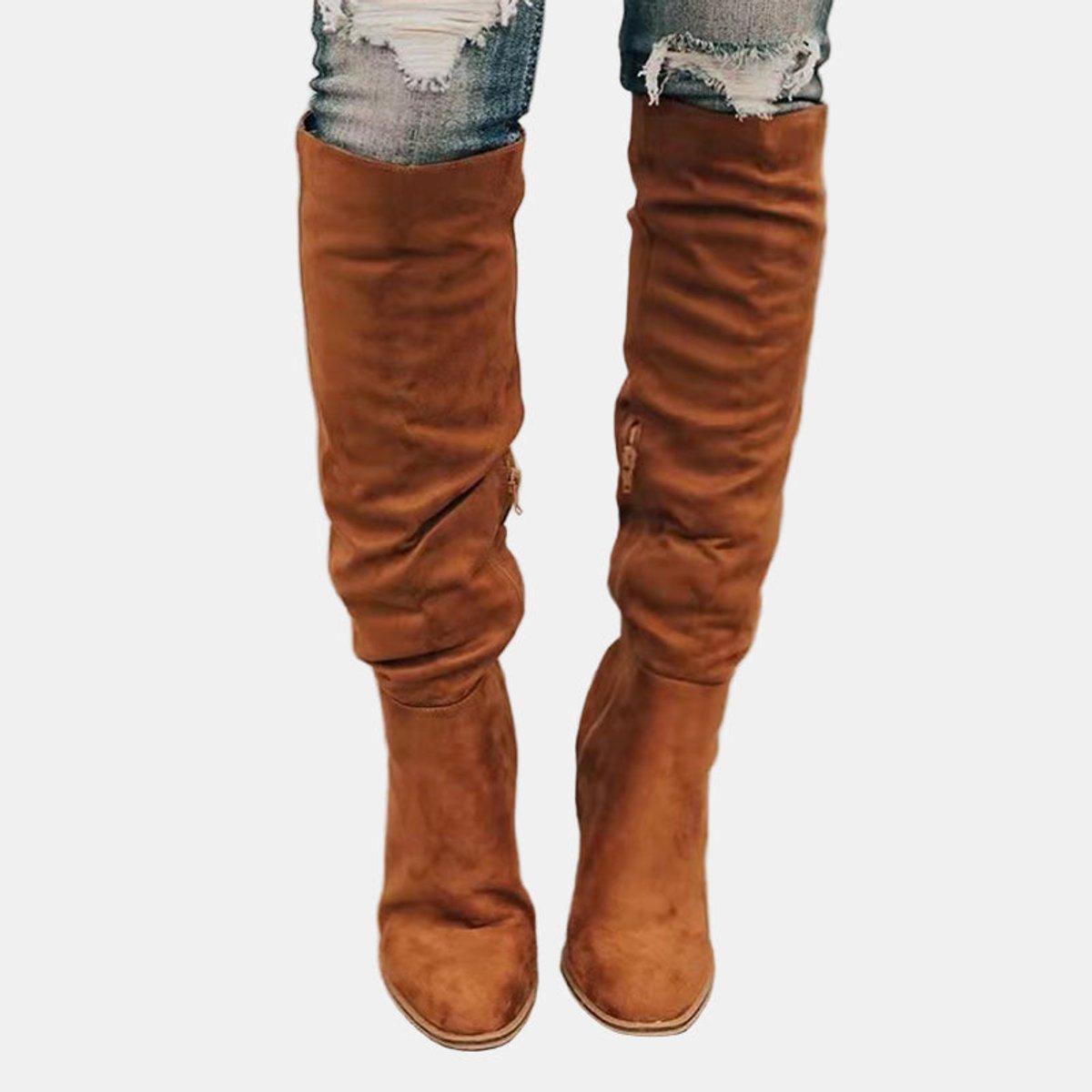 Women's thigh high boots featuring a cushioned insole and block heel, designed with a sleek over-the-knee silhouette for stylish comfort. 2