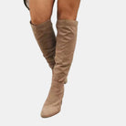 Women's thigh high boots featuring a cushioned insole and block heel, designed with a sleek over-the-knee silhouette for stylish comfort. 5