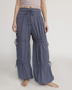 Women's Tiered Wide Leg Trousers with Smocked Waist