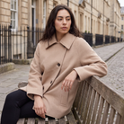 Women’s oversized wool blend coat featuring front button fastening, perfect for winter fashion and warmth. 2