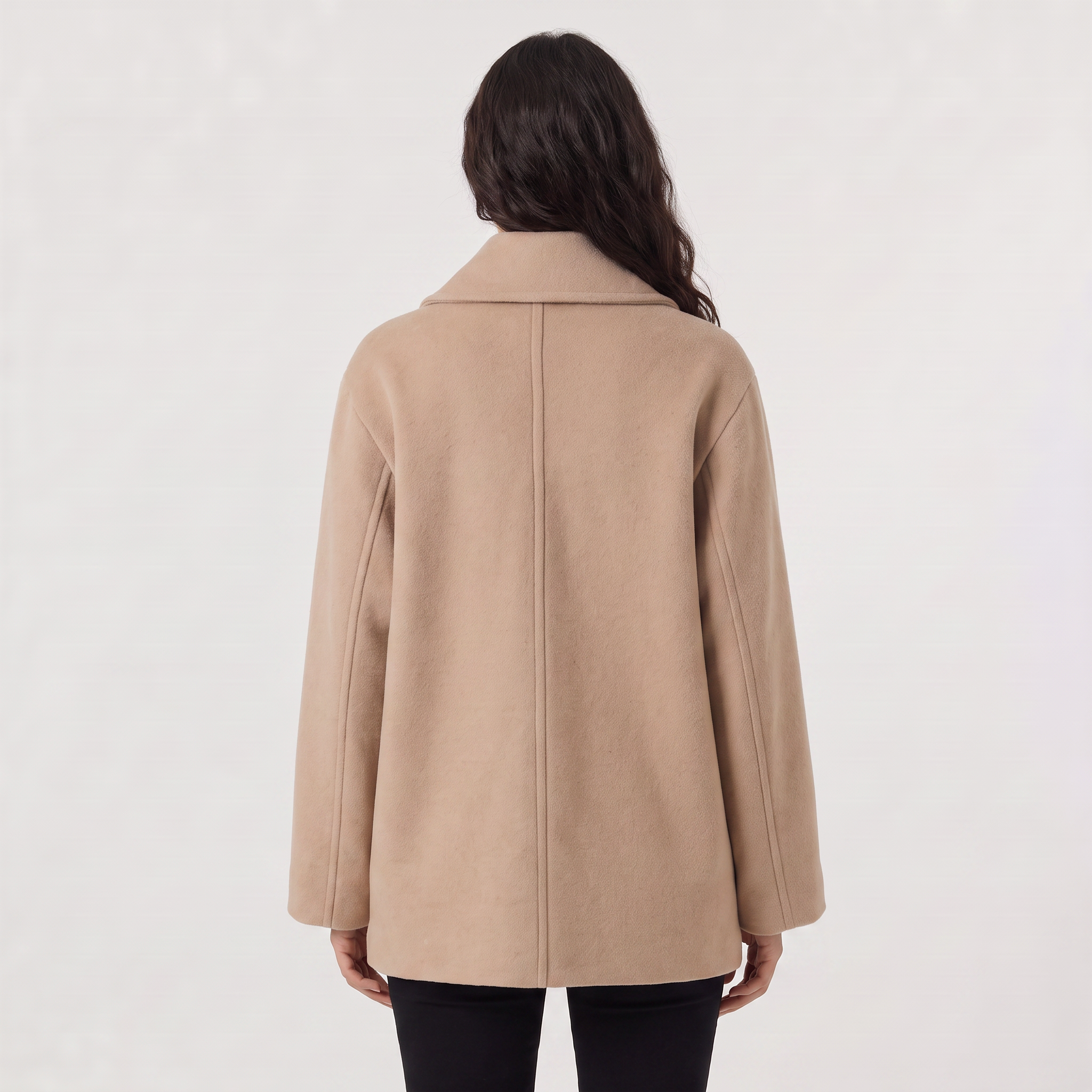 Women’s oversized wool blend coat featuring front button fastening, perfect for winter fashion and warmth. 5