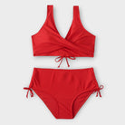 Women's bikini set featuring a stylish crossover top, designed to flatter all body types, available in multiple vibrant colors for a chic summer look. 3