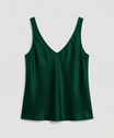 Elegant women's camisole top featuring a V-neckline and wide straps, crafted from luxurious satin fabric for a relaxed fit, perfect for layering or wearing alone 3