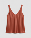 Elegant women's camisole top featuring a V-neckline and wide straps, crafted from luxurious satin fabric for a relaxed fit, perfect for layering or wearing alone 5