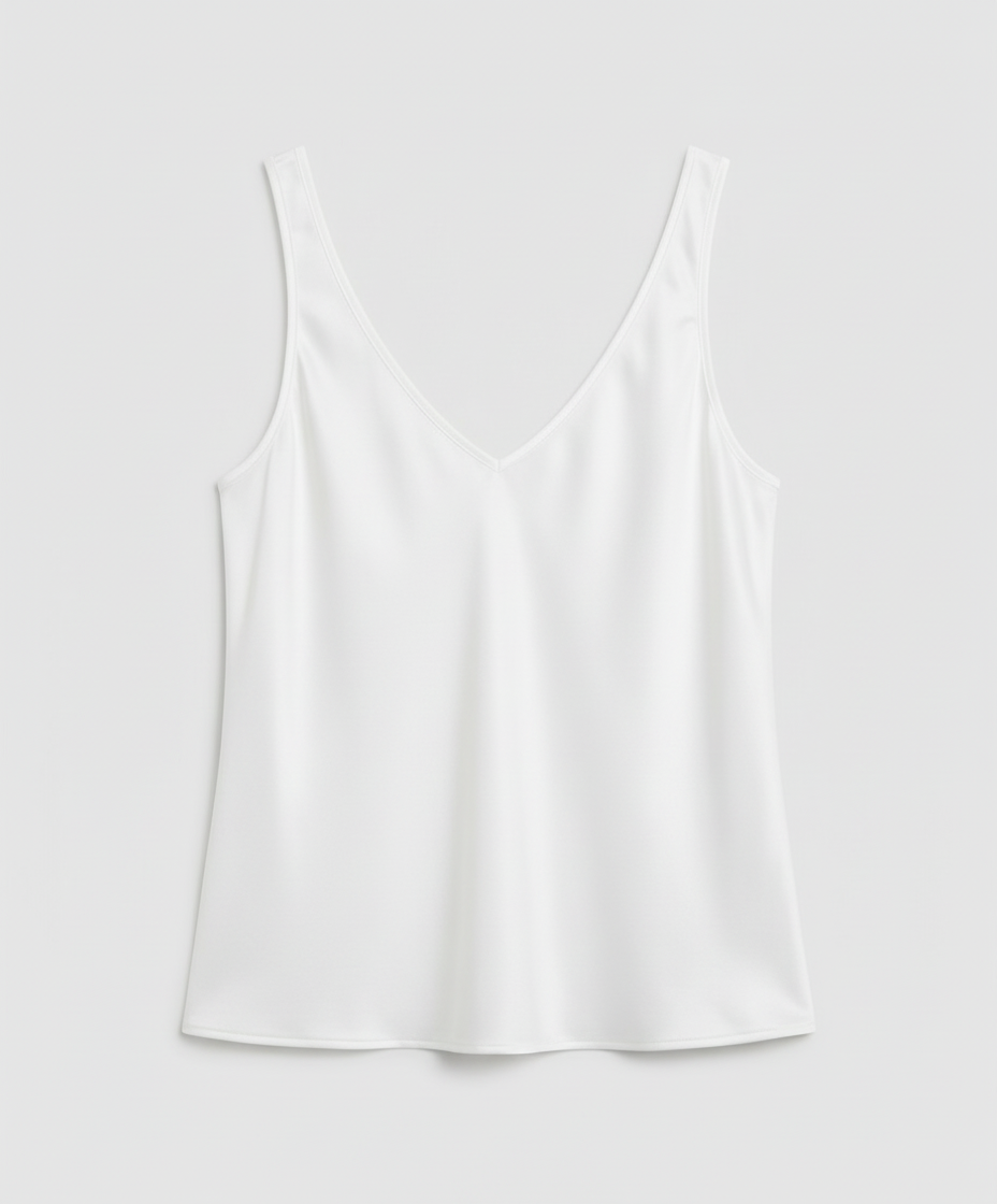 Elegant women's camisole top featuring a V-neckline and wide straps, crafted from luxurious satin fabric for a relaxed fit, perfect for layering or wearing alone 6