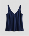 Elegant women's camisole top featuring a V-neckline and wide straps, crafted from luxurious satin fabric for a relaxed fit, perfect for layering or wearing alone 9