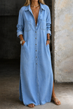 Womens Dress with Relaxed Fit and Button Down Front – Casual Knee-Length Summer Dress in Cotton Blend 0