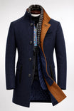 Elegant wool blend overcoat featuring a modern design, perfect for stylish warmth and insulation during cold weather. 0