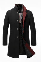 Elegant wool blend overcoat featuring a modern design, perfect for stylish warmth and insulation during cold weather. 2