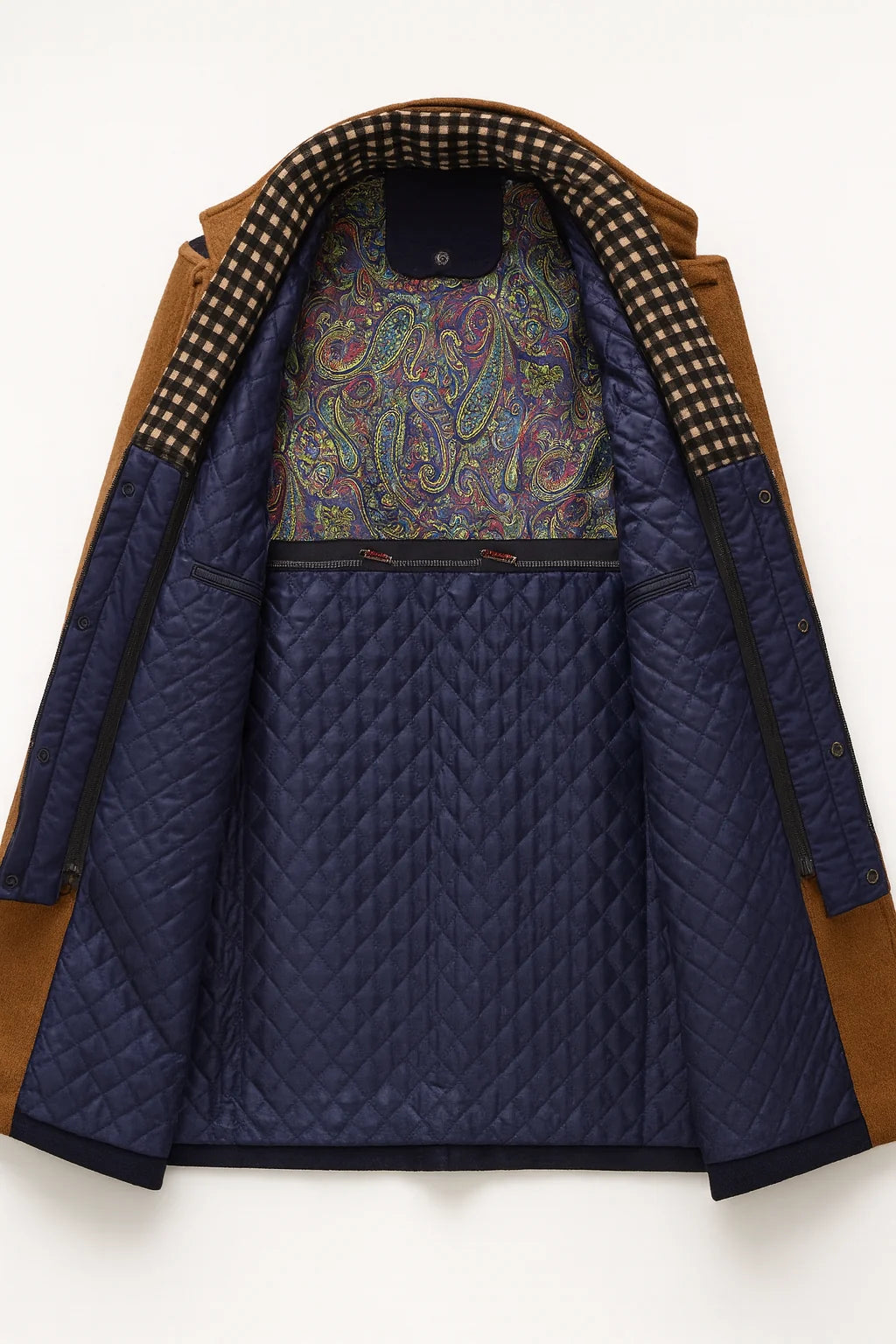 Elegant wool blend overcoat featuring a modern design, perfect for stylish warmth and insulation during cold weather. 5