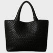 Woven leather tote bag featuring a spacious interior and comfortable handles, perfect for daily use and stylish outings. 7