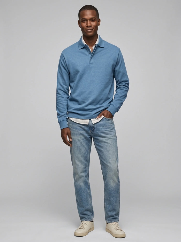 Long Sleeve Polo Shirt with Breathable Stretch Fabric – Classic Design for Men in Multiple Colors and Sizes
