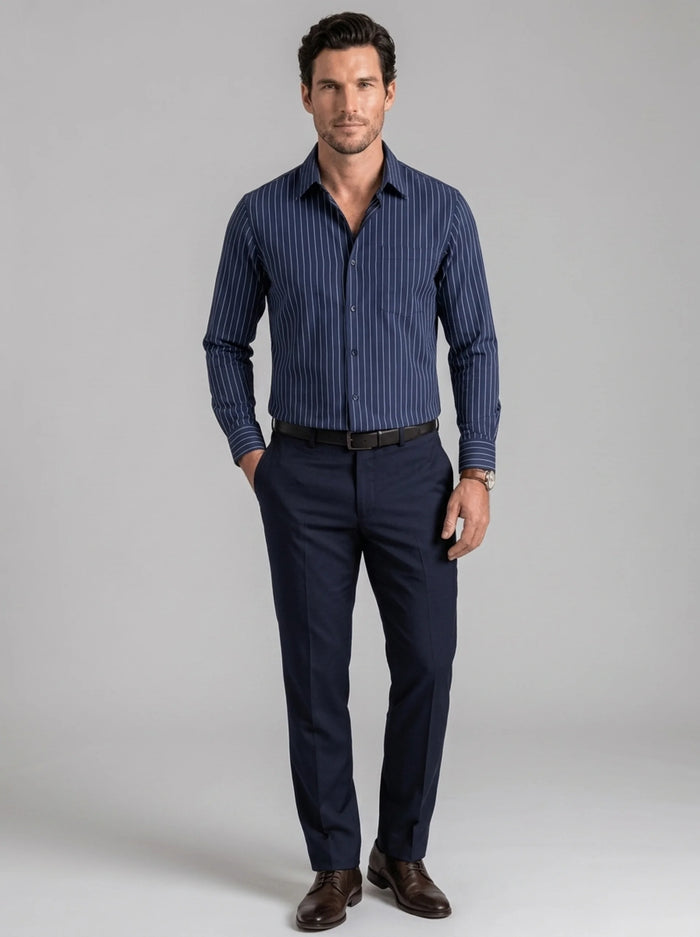 Men's Cotton Striped Shirt with Button-Up Closure – Breathable Casual Wear in Regular Fit